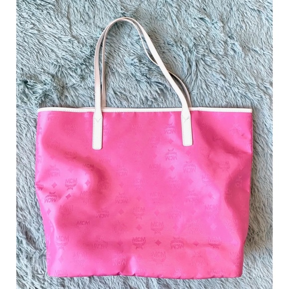 MCM Coated Canvas Patent Leather Shopper Tote Bag - Picture 5 of 7